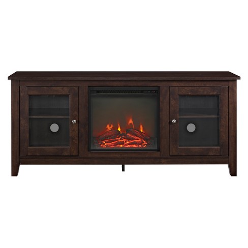 Transitional Glass Door Fireplace Tv, Tv Console With Fireplace Reviews