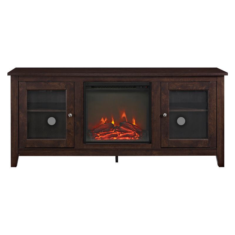 Transitional Glass Door Fireplace TV Stand for TVs up to 65" - Saracina Home, 1 of 14