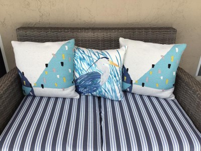 Coastal Horizon Blue Outdoor Throw Pillow Set