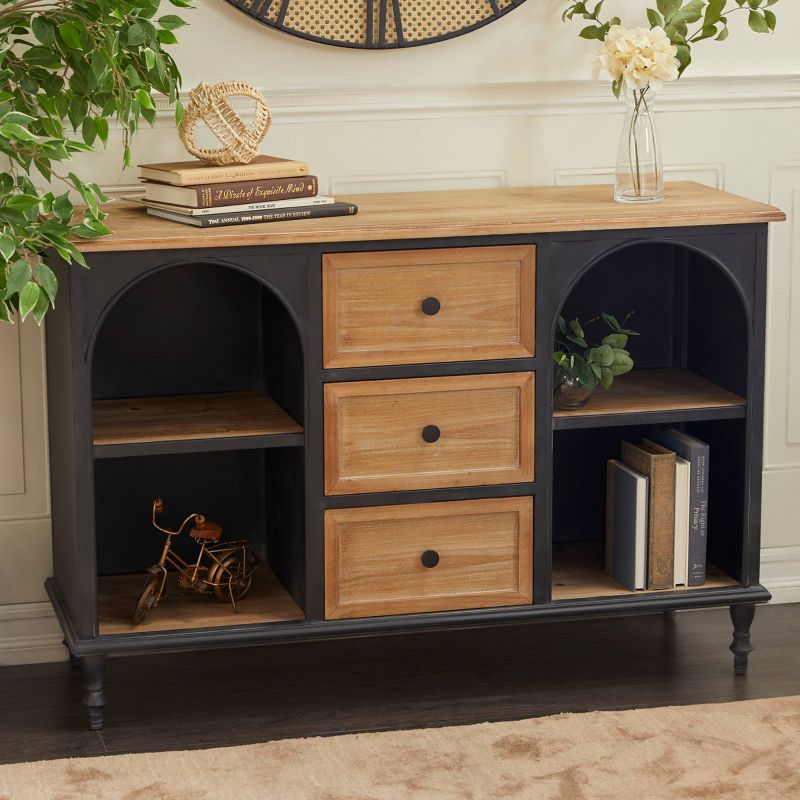 Farmhouse Wood and Metal Cabinet Black - Olivia &#38; May, 3 of 20