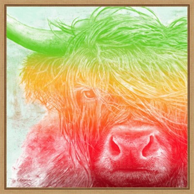 Amanti Art 22"x22" Norwegian Bison Rainbow by Marie Elaine Cusson Framed Canvas Wall Art Print