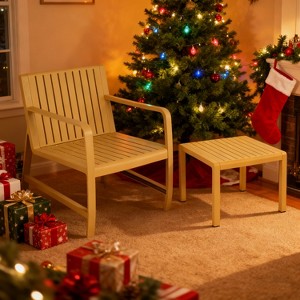 Gulches 2-Piece Indoor/Outdoor Furniture Set - 1 Chair & 1 Coffee Table, Waterproof PP Material, All-Weather Patio Conversation Set (10-Min Assembly) - 1 of 4