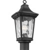 Progress Lighting Marquette 1-Light Outdoor Black Post Lantern with Water Glass Shade - 3 of 4