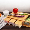 Cheer Collection Multi-Functional Bamboo Cutting Board with 4 Graters & Storage Trays with Lids - 3 of 4