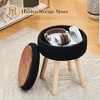 SEVOBAL Ottomans and Benches Modern Knitted Round Ottoman with Storage Cotton Vanity Stool and Footrest for Living Room, Black, 34.00"*34.00"*19.50" - 3 of 4