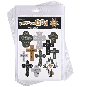Dickson's Stuck On God - The Greatest Gift - My Savior - Black/Brown/Grey Paper Self-Adhesive Cross Shaped Stickers - 1 of 1