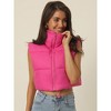 Seta T Women's High Stand Collar Lightweight Zip Puffer Crop Padded Vest - 2 of 4