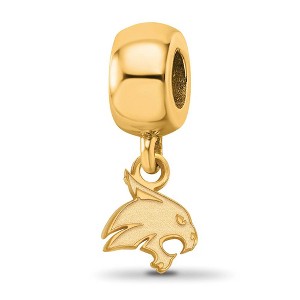 Black Bow Jewelry 14k Yellow Gold Plated Sterling Silver Texas State Bobcats NCAA Bead Charm - 1 of 4