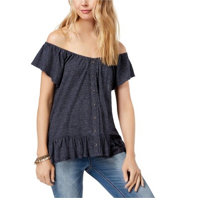 Lucky Brand Womens Off The Shoulder Basic T-Shirt