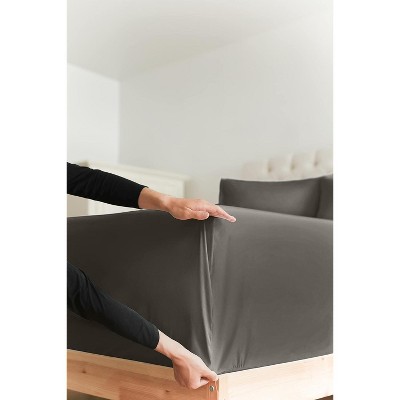 King Dark Grey Cotton Polyester Microfiber Deep Pocket Sheet Set