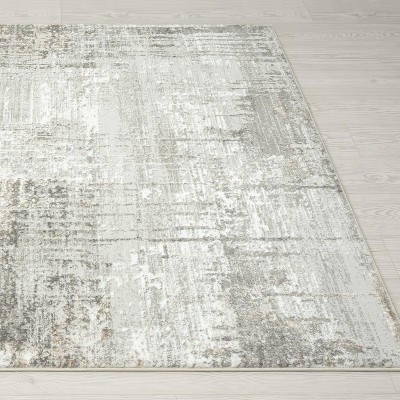 Beige Abstract 5' x 7' Synthetic Area Rug