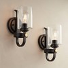 Franklin Iron Works Eagleton Farmhouse Rustic Wall Light Sconces Set of 2 Oil Rubbed Bronze Hardwire 5 1/2" LED Fixture for Vanity - 2 of 4
