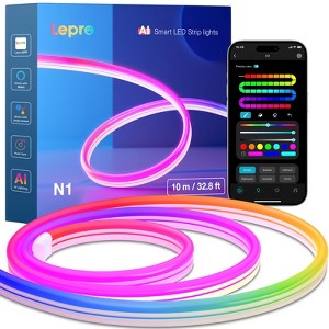 Lepro N1 AI Smart RGB Rope Lights with IC Insert, LightBeats Music Sync, Voice Control Via App, Wi-Fi & Bluetooth LED Strip Lights for Bedroom - 1 of 4