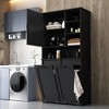Gulches 36 in W x 18 in D x 60 in H Black Particleboard Free Standing Decorative Storage Cabinets with 2 Tilt-Out Hamper Adjustable Shelves in Black - 4 of 4