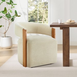 Spruce&Spring Upholstered Dining Chair with Wood Armrests & Hidden Wheels - 1 of 4