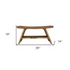 HomeRoots 35" Teak Rectangular Shower Outdoor Bench With Shelf In Natural Finish - 3 of 4