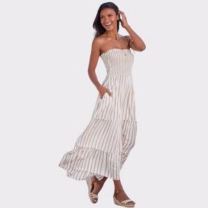Women's Striped Bandeau Dress - LASCANA - 1 of 4