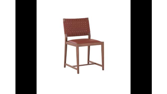 Dallen Woven Back Faux Leather Dining Chair Brown - Linon, 2 of 12, play video
