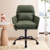 Gulches Green PU Leather Height Adjustable Ergonomic Metal Frame Office Vanity Bedroom Chair Set of 1 - 3 of 4