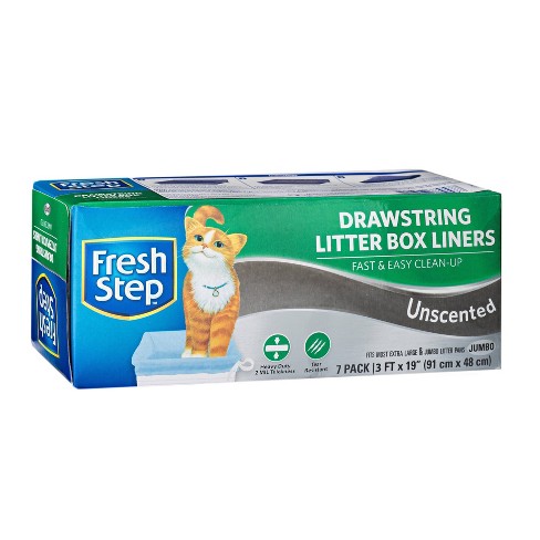 Fresh Step Fast & Easy Cleanup Drawstring Cat Litter Box Jumbo Liners -  Unscented - 7ct : Target