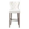 WestinTrends 29" Tufted Upholstered Velvet Bar Stool with Metal Footrest (Set of 2) - 3 of 4