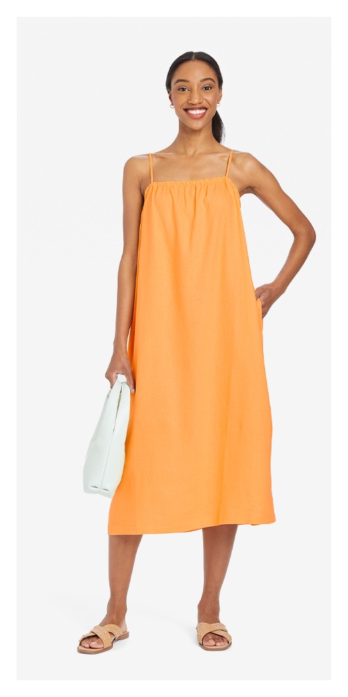 Women's Easy Linen Tank Dress - A New Day™ Orange XL