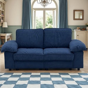 VASIP 78" Black Faux Leather Loveseat,Compact Sofa with Hidden Storage for Small Apartment, Living Room - 1 of 4