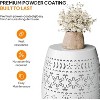 Outdoor Iron Side Table, Patio End Table Anti-Rust Metal Round Drum Garden Stool Plant Stand Indoor Iron Accent Table for Patio Deck Porch Living Room - 4 of 4
