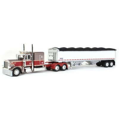 1/64 Brown Maroon Peterbilt 389 63in Flattop W/ Wilson Grain Trailer ...