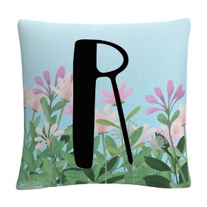 Pink Floral Garden Letter Illustration By Abc 16 X 16 Decorative Throw Pillow by Trademark Fine Art - 1 of 4