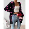 Heart Cardigan Sweater for Women Oversized Valentine Cardigan Cute Love Print Open Front Knit Sweaters Coat with Pockets - 3 of 4