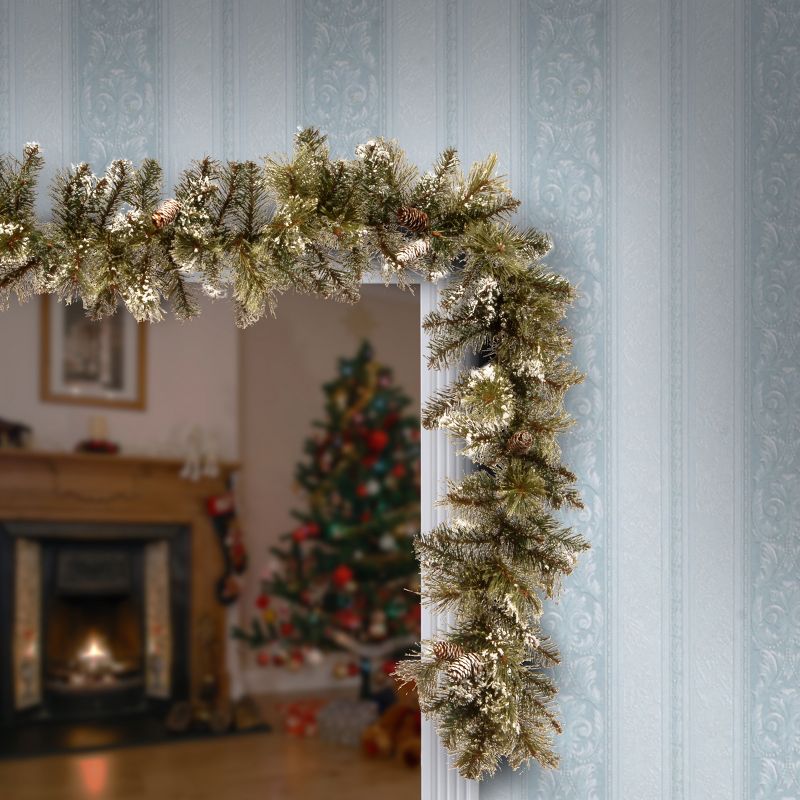 National Tree Company Artificial Christmas Garland, Green, Glittery Pine, Decorated With Pine Cones, Frosted Branches, Christmas Collection, 6 Feet, 3 of 8