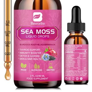 B Beworth 3000mg Sea Moss Liquid Drops - Immunity Booster, Digestive Health - 60ml - 1 of 4