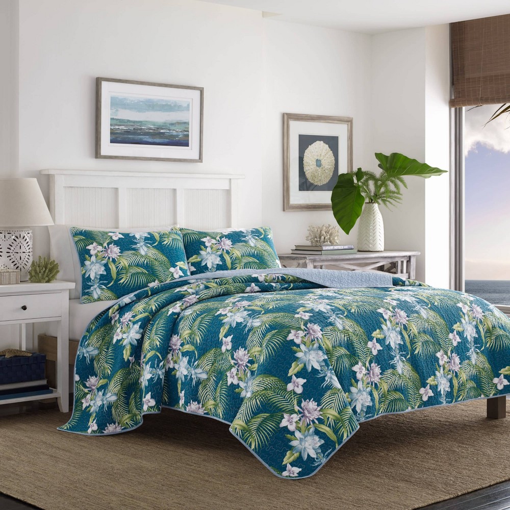 Photos - Duvet Tommy Bahama Full/Queen Southern Breeze Quilt & Sham Set Blue - : Cotton Ma 