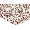 Sweet Jojo Designs Girl Baby Fitted Crib Sheet Boho Floral Wildflower Rust Orange Ivory Off White - 3 of 4