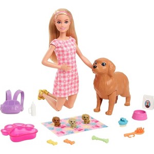 Barbie Doll & Newborn Pets Playset with Pregnant Mom Dog, Color-Change Puppies & Accessories, - 1 of 4