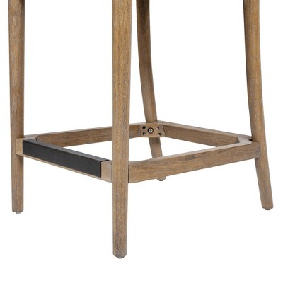 Leon 27" Arched Back Wood and Upholstered Counter Stools, Set of 2, Ivory White