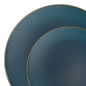 Smarty Had A Party Navy w/ Gold Rim Organic Plastic Dinnerware Set - 120 Sets - 1 of 4