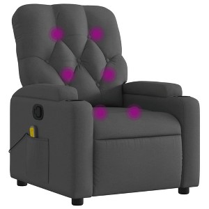 vidaXL - Dark Gray Fabric Massage Recliner Chair for Elderly, Manual Reclining Function, 6-Point Vibration, Cup Holders, Sturdy Frame - 1 of 4