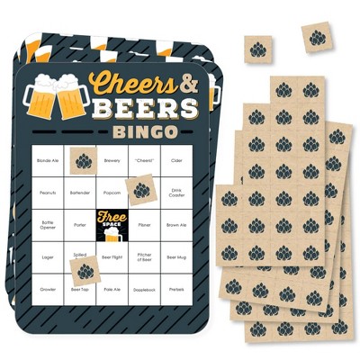 Big Dot of Happiness Cheers and Beers Happy Birthday - Beer Tasting Bingo Cards and Markers - Birthday Party Bingo Game - Set of 18