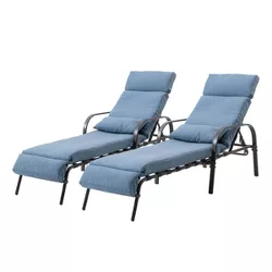 2pk Outdoor & Indoor Adjustable Chaise Lounge Chairs with Cushion for for Patio Beach Pool Backyard - Crestlive Products