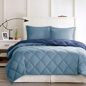 Racxily 3M Scotchgard Diamond Quilting Comforter Set, Reversible Down Alternative Design - 1 of 4