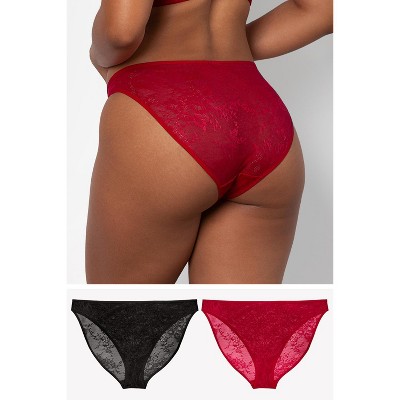 Curvy Couture Women's Sheer Mesh High Cut Thong Bark 3x : Target