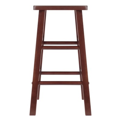 Walnut Wood Square Seat Counter Height Barstool