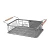 Trio Home 3-Piece Kitchen Counter Dish Drying Rack, wood handle, Removable Utensil Holder and Drainboard, Stainless steel - 2 of 3