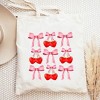 City Creek Prints Cherry Coquette Bow Chart Canvas Tote Bag - 15x16 - Natural - 2 of 2