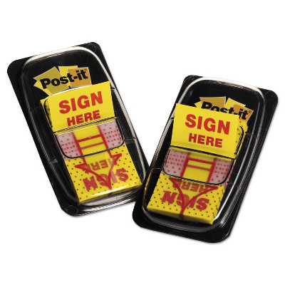 Post-it Arrow Message 1" Page Flags "Sign Here" Yellow 2 50-Flag Dispensers/Pack 680SH2