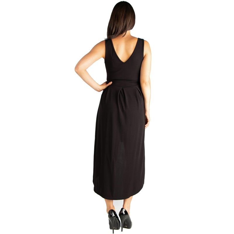 24seven Comfort Apparel Sleeveless Fit N Flare High Low Maternity Dress, 4 of 6
