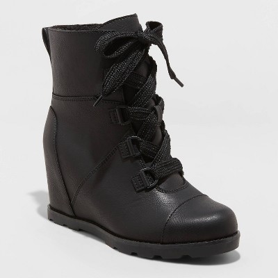 black wedge booties target