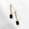 Pure Collection by Ross-Simons Black Onyx Drop Earrings With Diamond Accents in 14kt Yellow Gold - 3 of 4